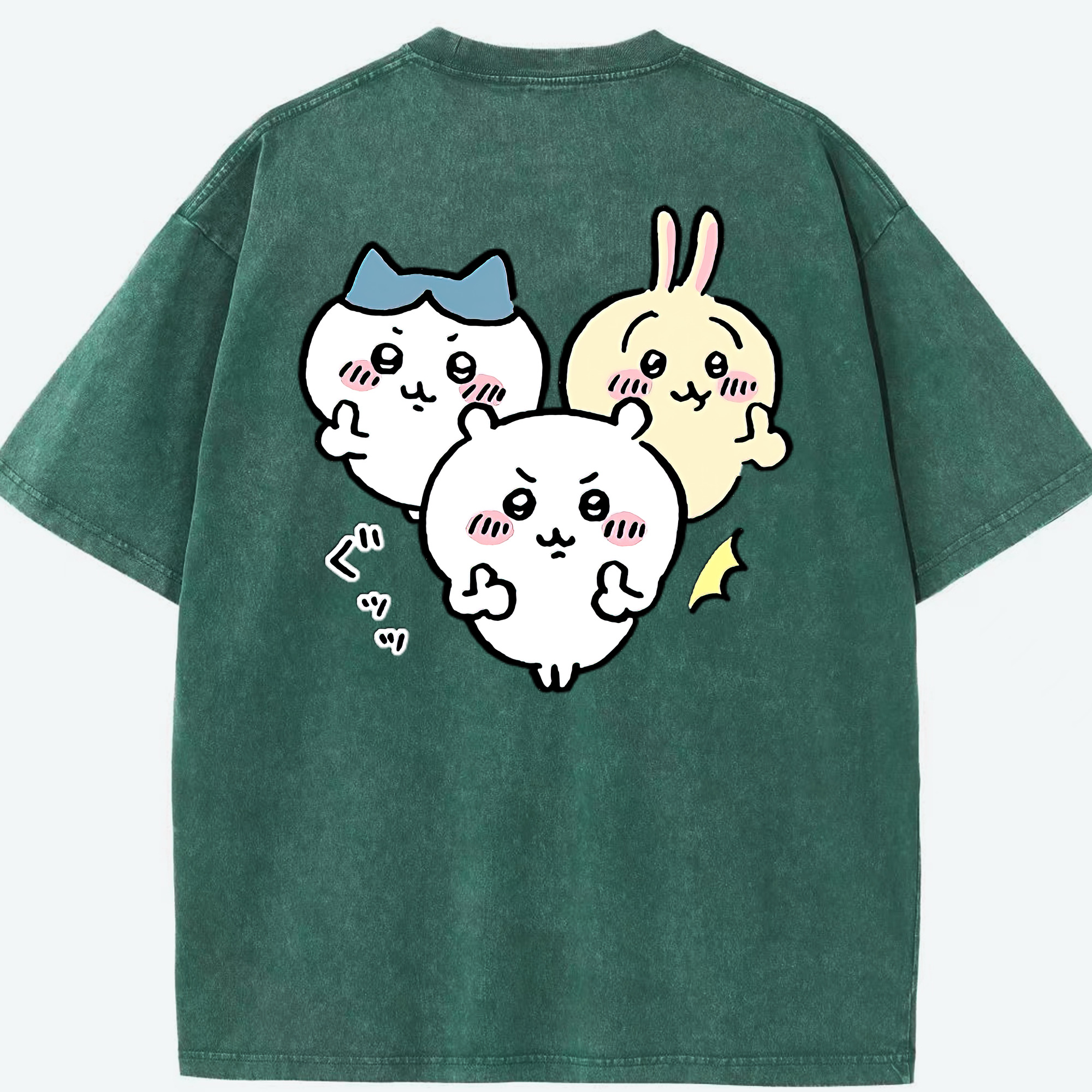 （画像用） ちいかわ うさぎ Chii-kawa usagi 綿100% ヴィンテージ風 半袖Tシャツ（背面プリント）
